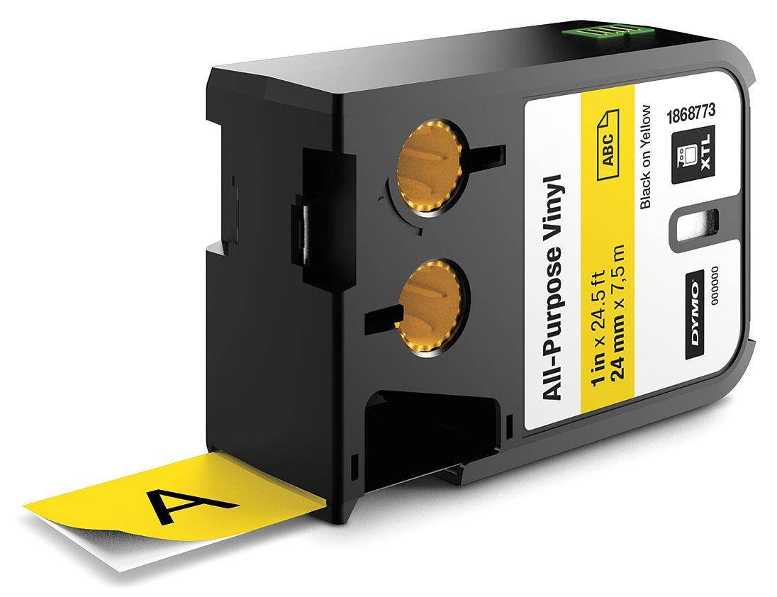 Dymo Cartridge Label Black/Yellow  Vinyl Includes 1 Roll of Tape 1868773