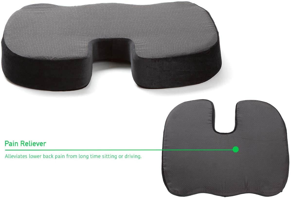 Mind Reader SEACUSH-BLK Pressure Relief for Lower Back, Arms, Non-Slip Orthopedic Ergonomically Cushion, Perfect for Office, Home, Car & More, Seat, Black
