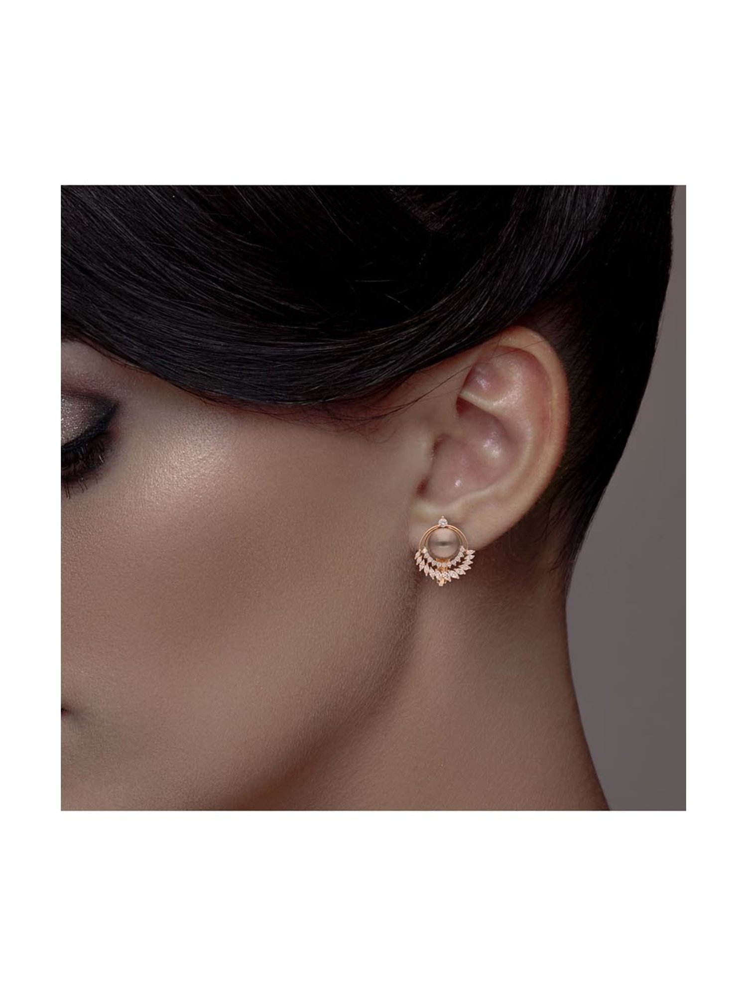 CKC 18k Gold & Diamond Earrings with Pearls for Women