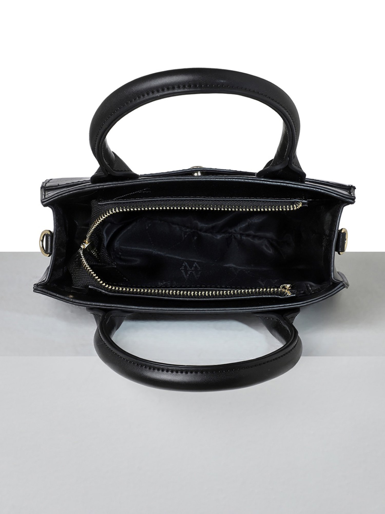 Van Heusen Black Textured Medium Handbag