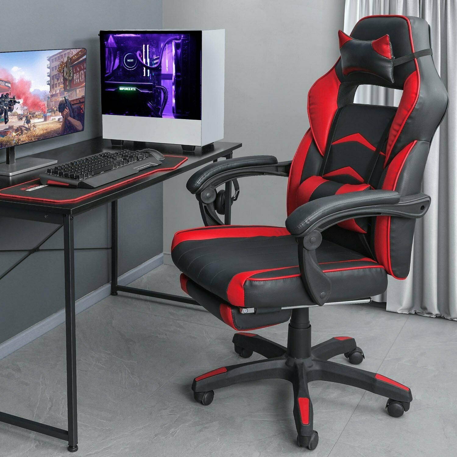 Gaming Chair Ergonomic Office Computer Gamer Chair with/ Headrest/Lumbar Support