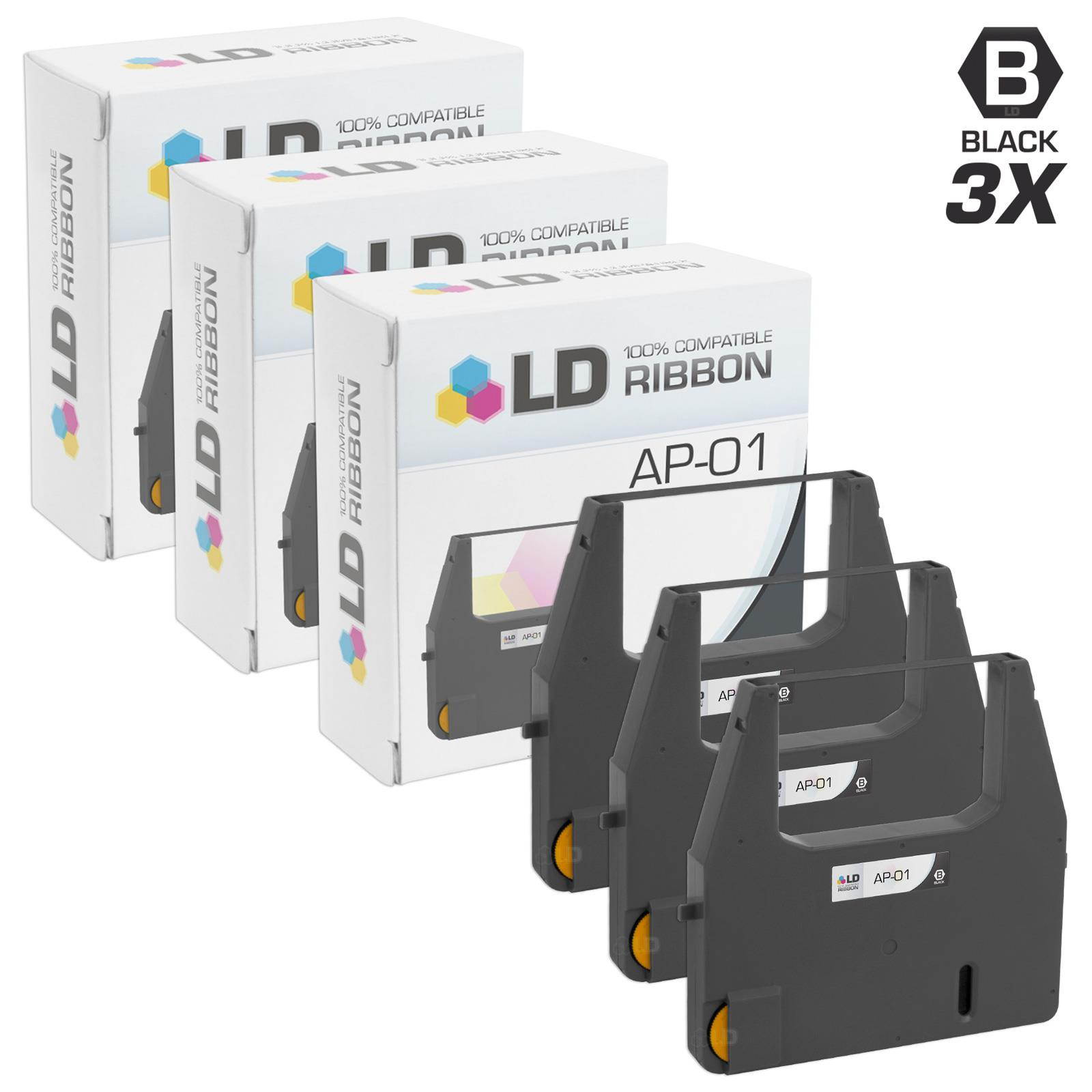 LD Compatible Printer Ribbon Cartridge Replacement for Canon AP-01 (Black, 3-Pack)