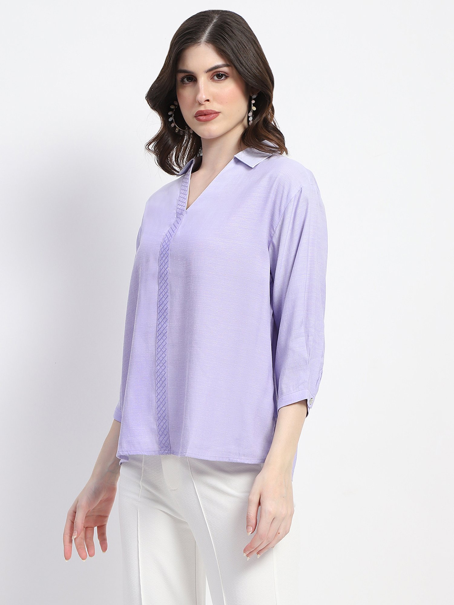MADAME Lavender Textured Top
