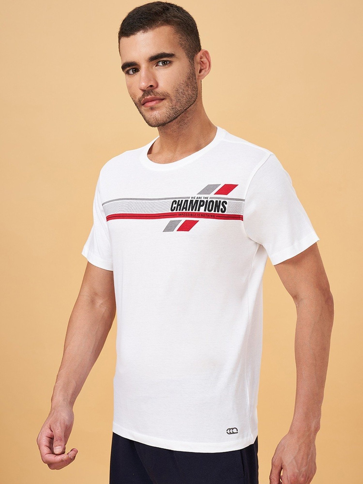 Ajile by Pantaloons White Cotton Slim Fit Printed T-Shirt