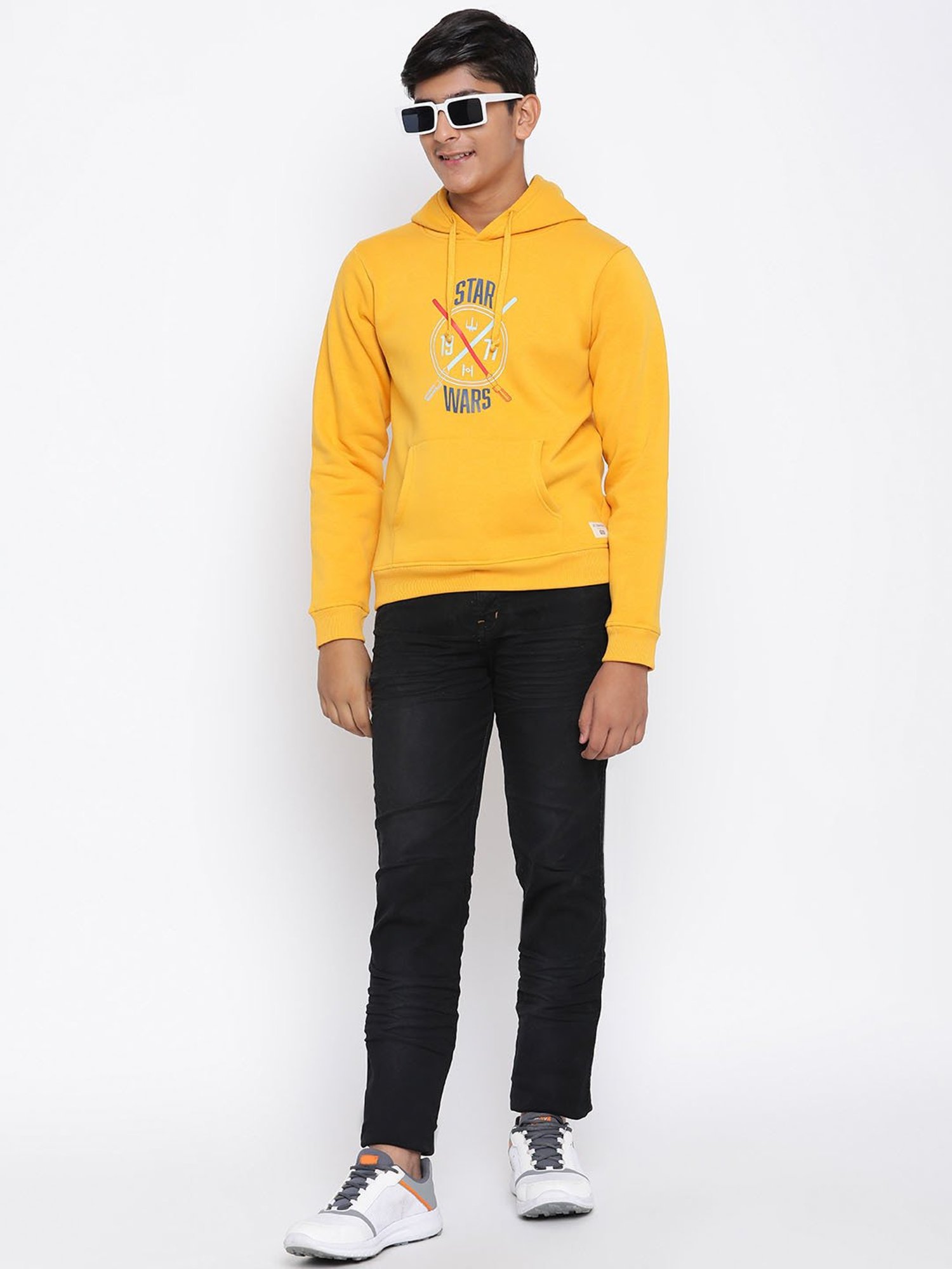 Lil Tomatoes Kids Mustard Printed Full Sleeves Sweatshirt