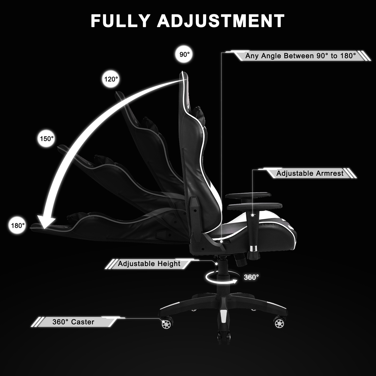 YOUTHUP Racing Style Gaming Chair Adjustable Ergonomic Computer Desk Chair,PU Leather Racing Reclining Swivel High Back Chair with Headrest and Lumbar Support,Pink