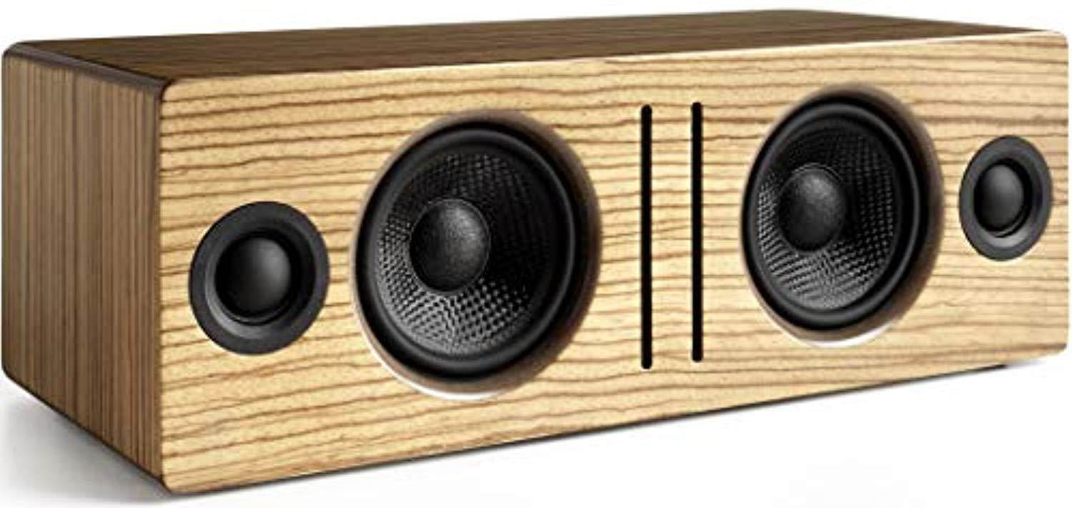 audioengine b2 bluetooth speaker, premium wireless speaker for home use, (zebrawood)