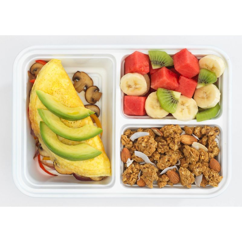 GoodCook Meal Prep 3 Compartment Rectangle White Containers + Lids - 10ct