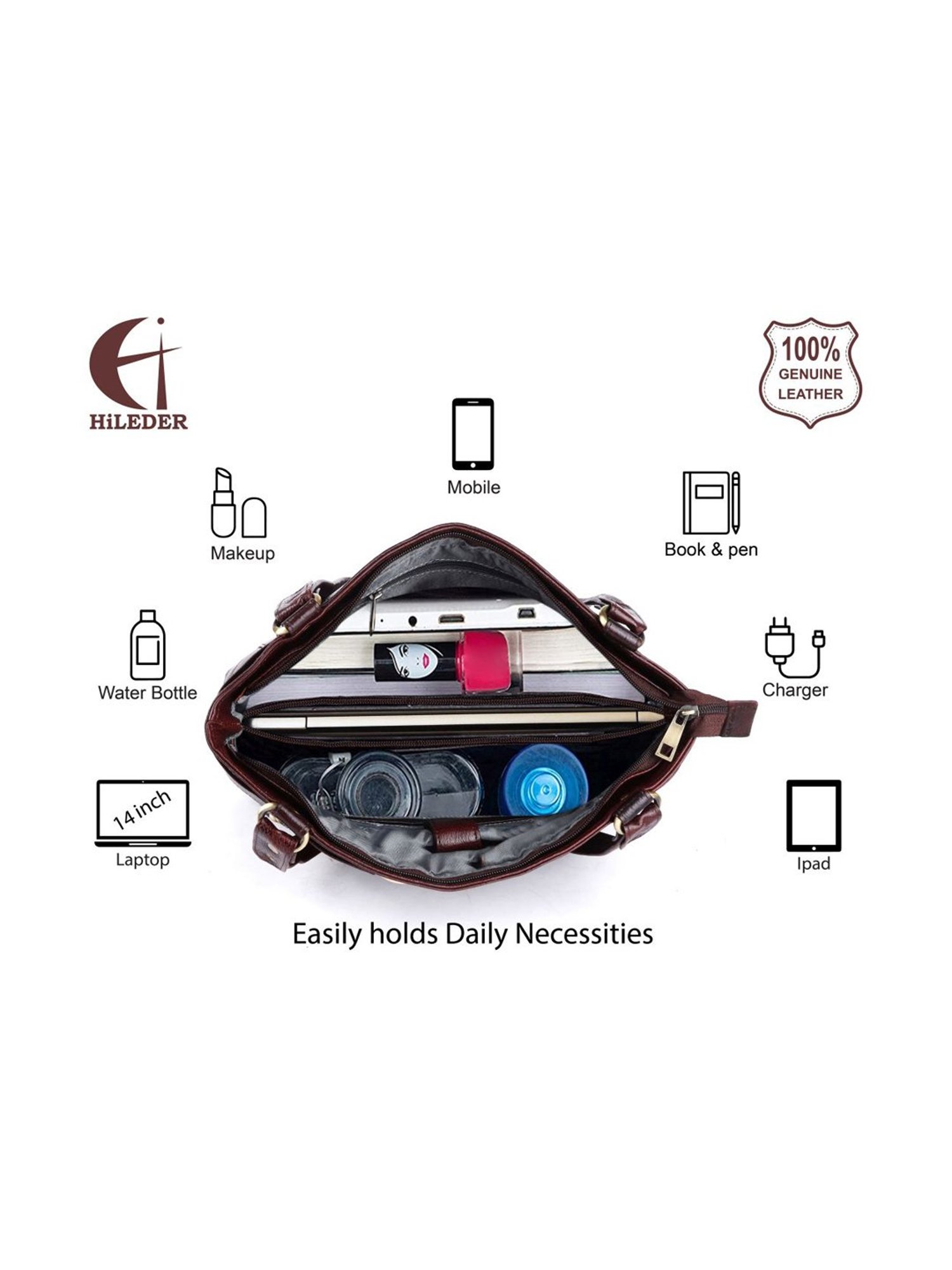 HiLEDER Brown Solid Medium Shoulder Bag