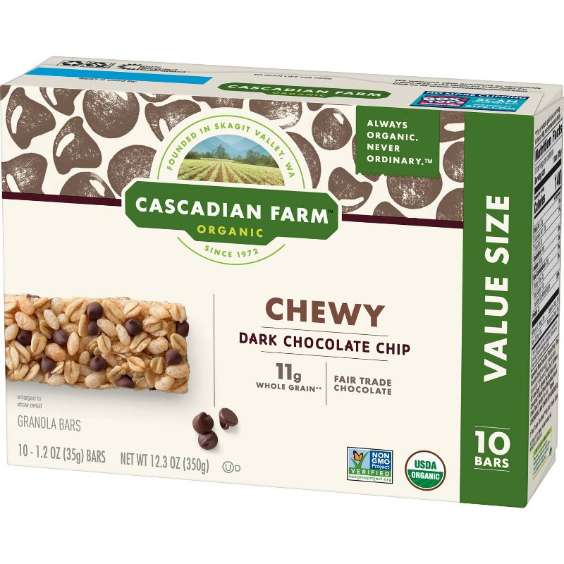 Cascadian Farms Organic Dark Chocolate Chip Chewy Granola Bars - 10ct
