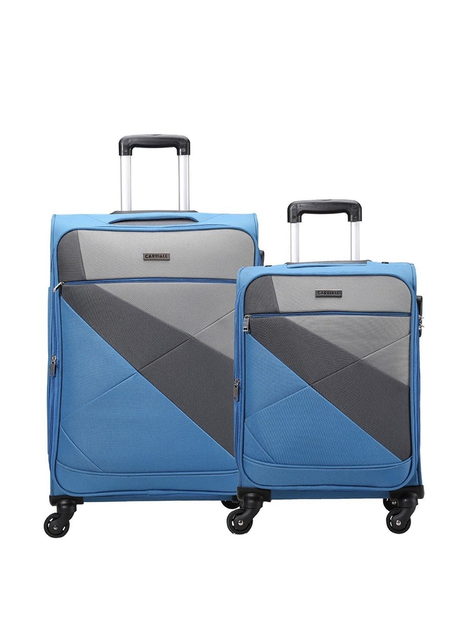 Carriall Blue 4 Wheel Medium Soft Cabin Trolley Set of 2 - 68 cm