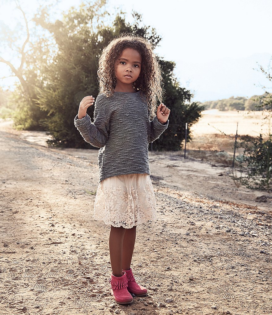 Minnetonka Girls' Double Fringe Suede Boots (Infant)