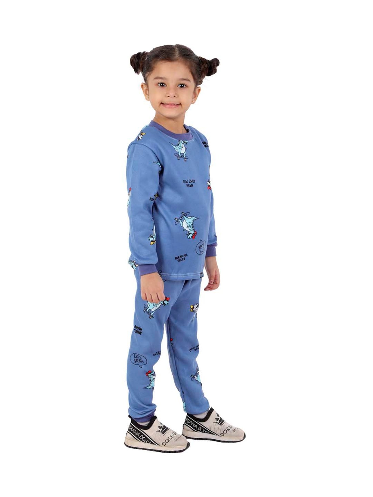 Ahhaaaa Kids Blue Printed Sweatshirt with Joggers