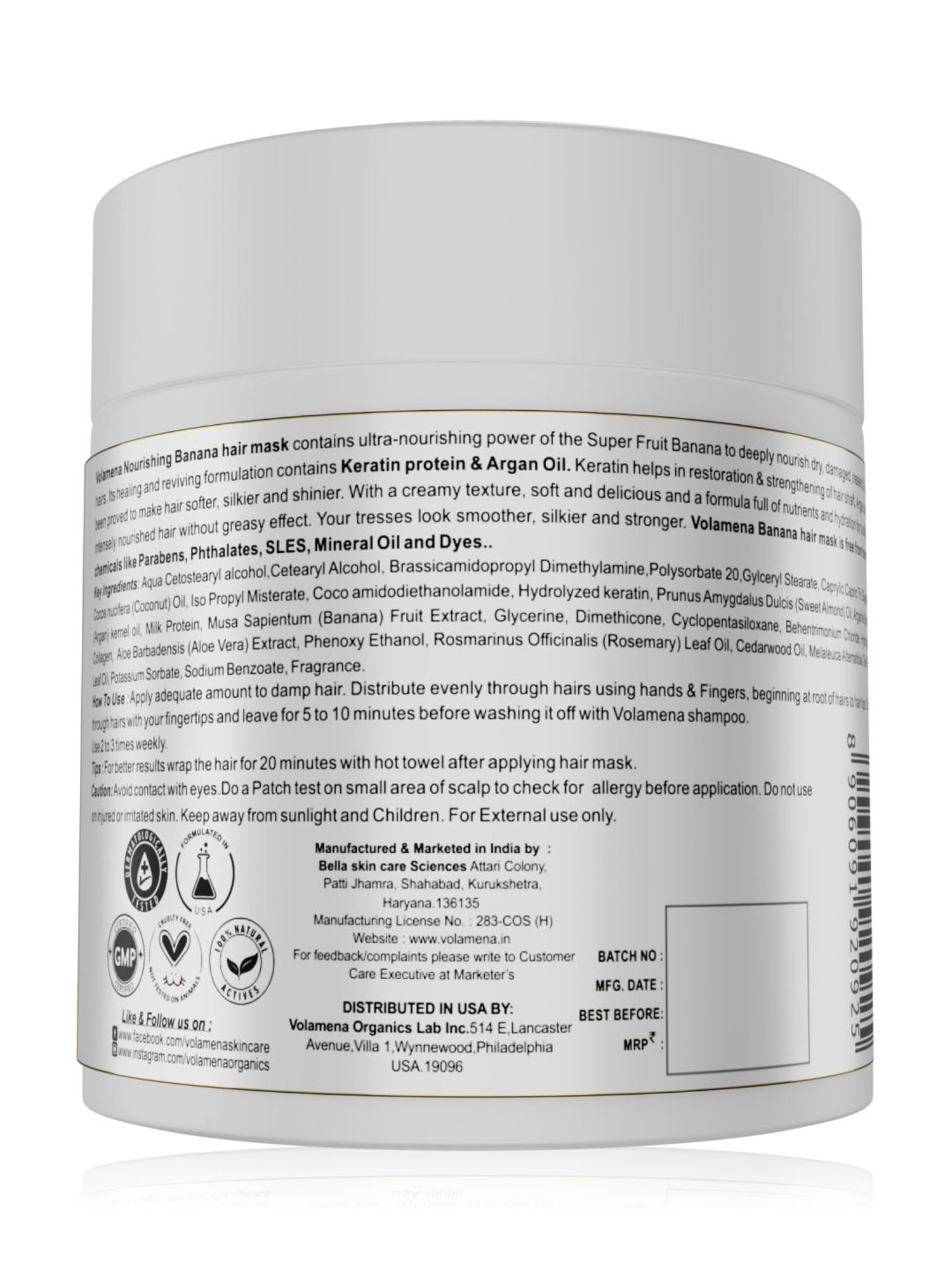 Volamena Nourishing Banana Hair Mask - 120 ml