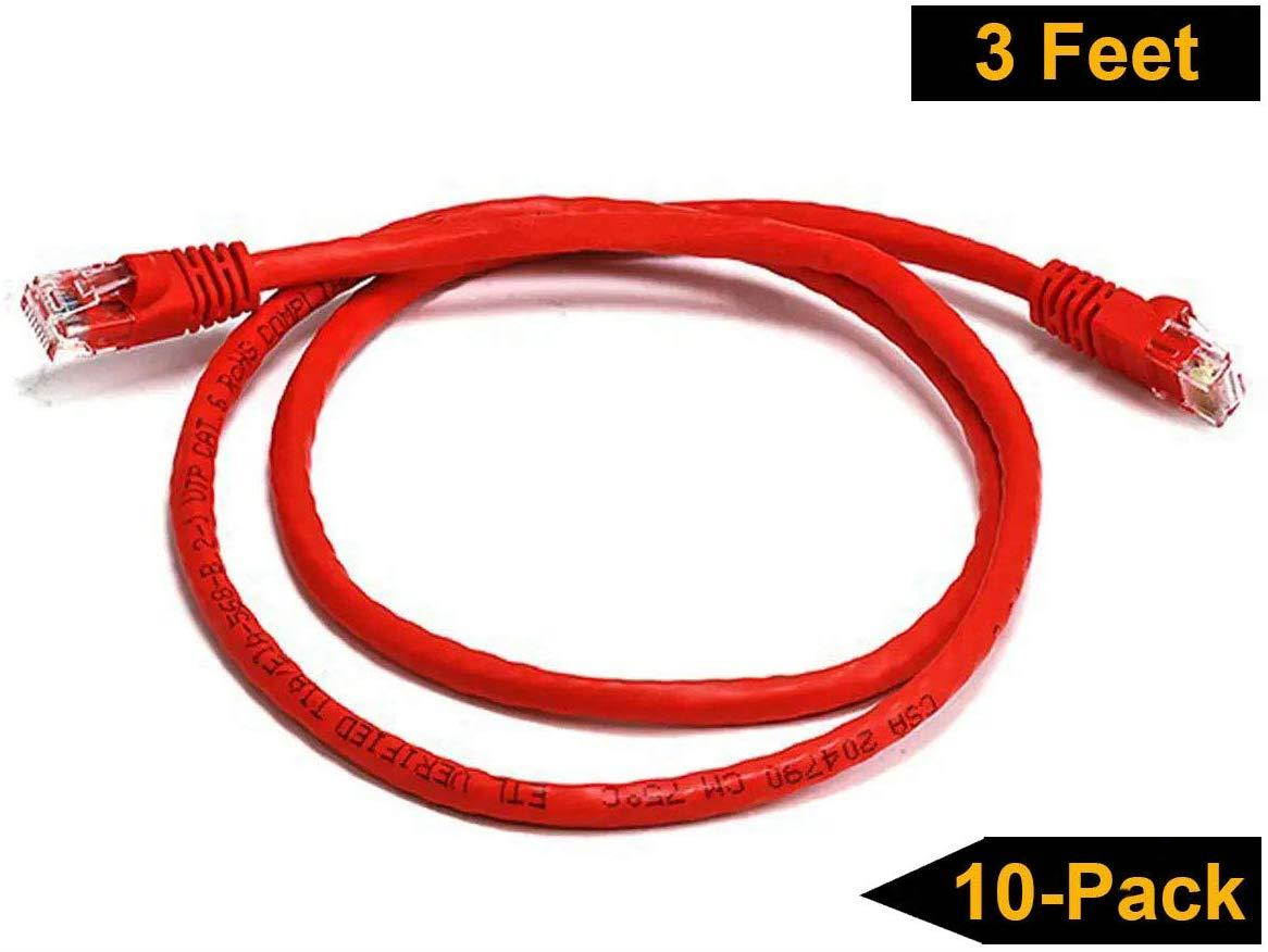 iMBAPrice 25'Cat5e Network Ethernet Patch Cable, 10 Pack, Red (IMBA-CAT5-25RD-10PK)
