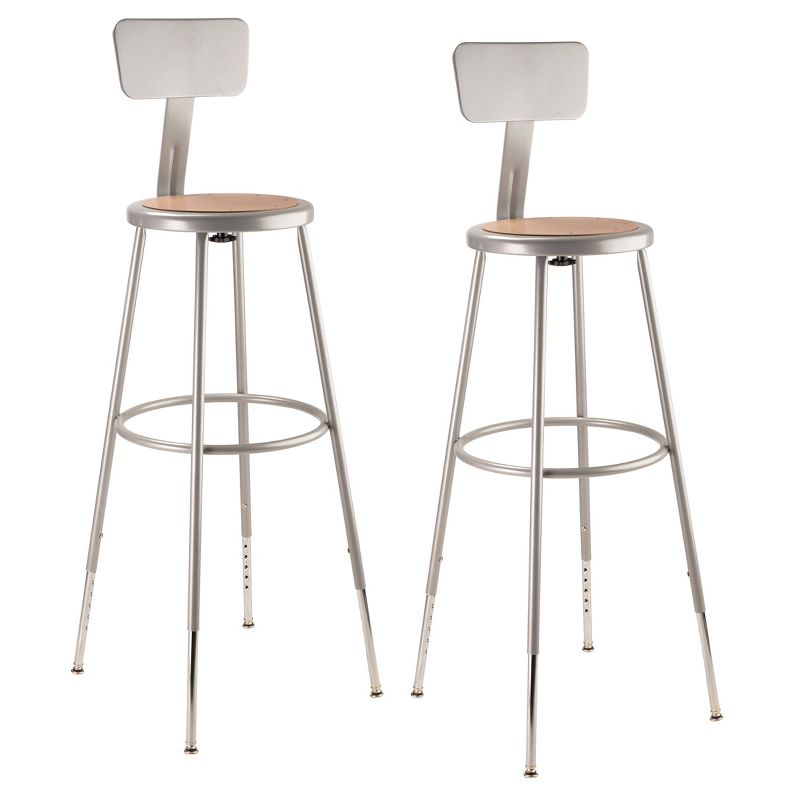 2pk Adjustable Heavy Duty Steel Stool with Backrest Gray - Hampton Collection
