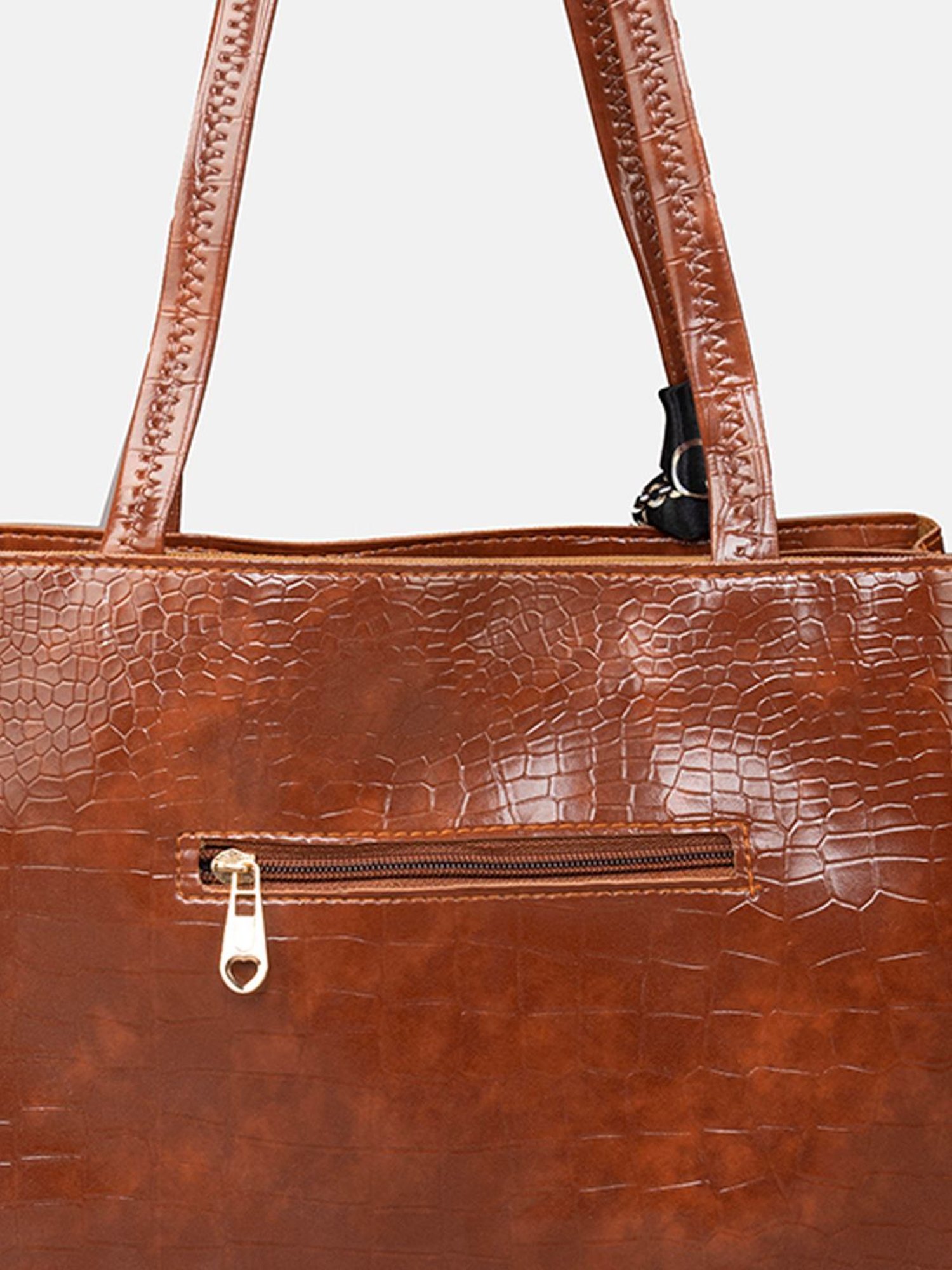 Gaurapakhi Brown Textured Large Tote Bag