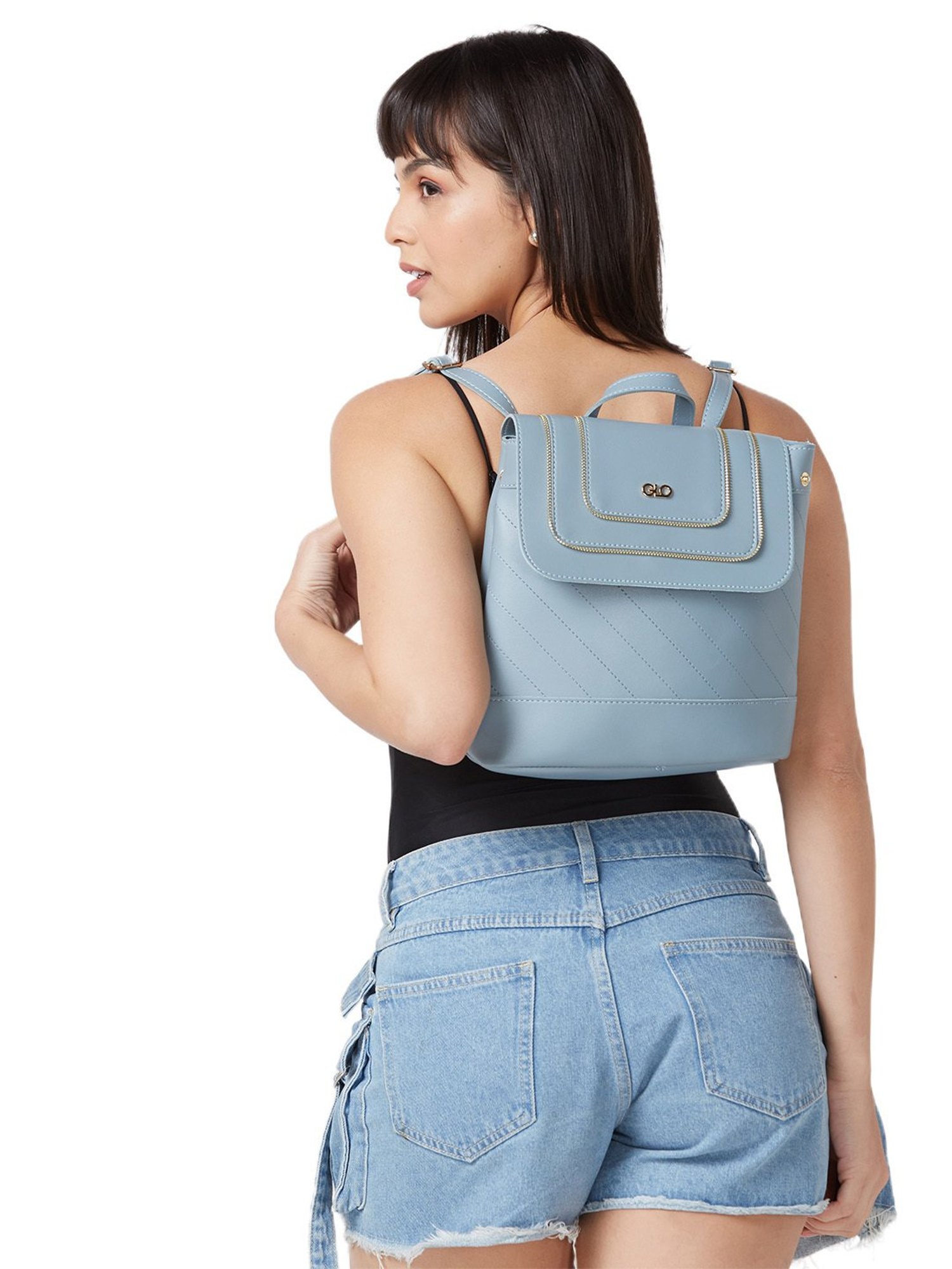 Globus Women Blue Solid Vegan Leather Backpack