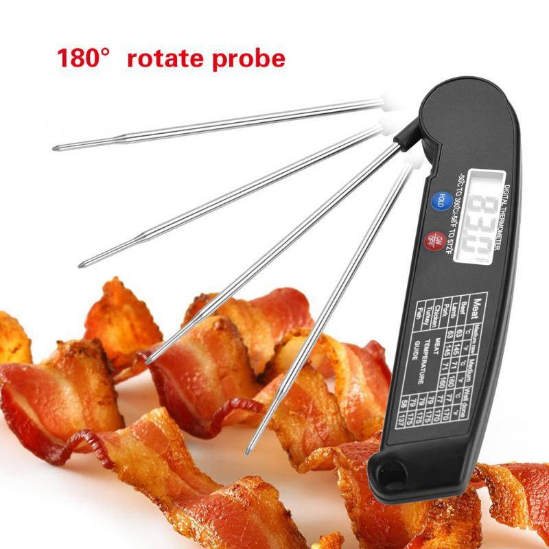 LCD Digital Food Thermometer with Foldable Probe Kitchen Cooking BBQ Grill Temp Food Thermometer