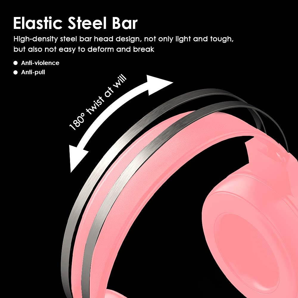 Gaming Headset with 7.1 Surround Sound,PC Lightweight Headset with Noise Canceling Mic,Bass Surround,Soft Memory Earmuffs,Rainbow LED Backlit for PC,PS4,Xbox One Controller(Adapter Not Included)(Pink)