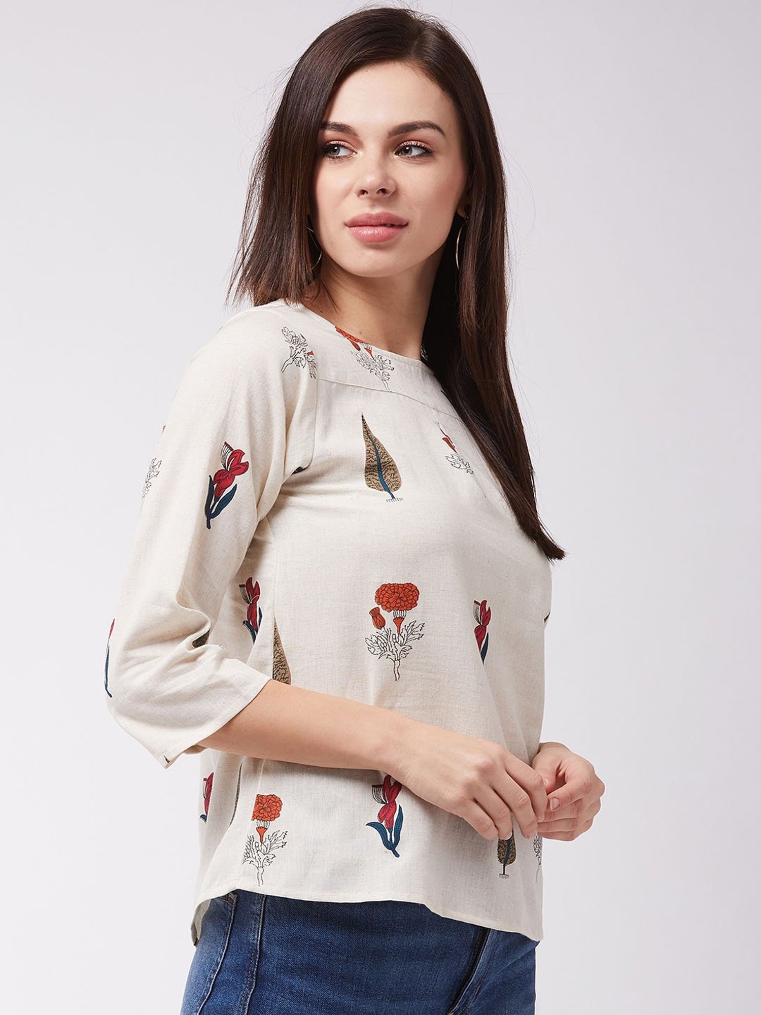 Inweave Off White Printed Top