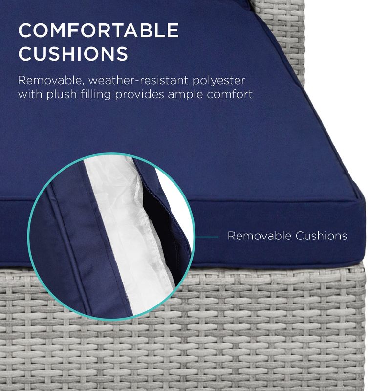 Best Choice Products 5-Piece Modular Outdoor Conversational Furniture Set, Wicker Sectional Sofa w/ Table - Gray/Navy