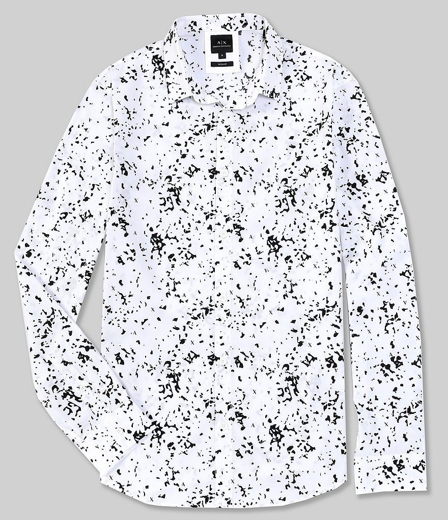 Armani Exchange Splatter Print Long-Sleeve Woven Shirt