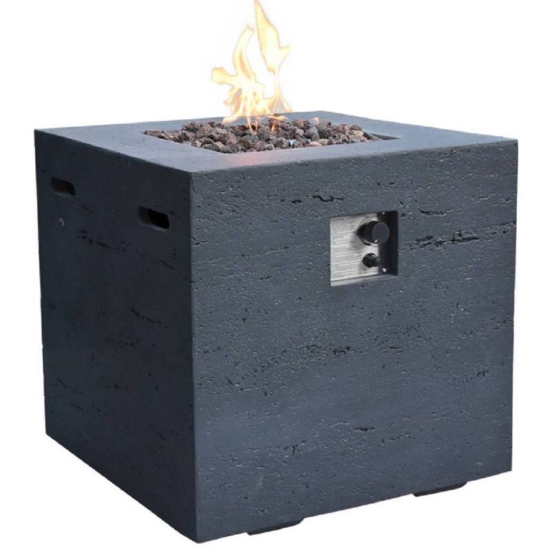 Ellington 27" Outdoor Fire Pit Propane Table Backyard Patio Heater - Dark Gray - Elementi