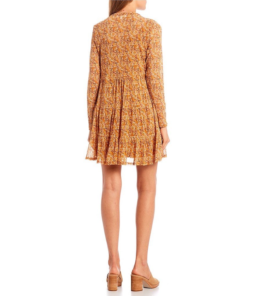 Love & Piece Long-Sleeve Printed Drop-Waist Dress