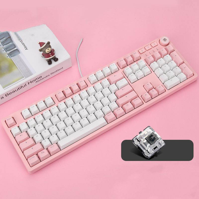 A-jazz AK515 Chinese Style Design,  104Keys N-Key Rollover White Backlit USB Wired Mechanical  Gaming Keyboard-,PBT Keycaps, Type-C