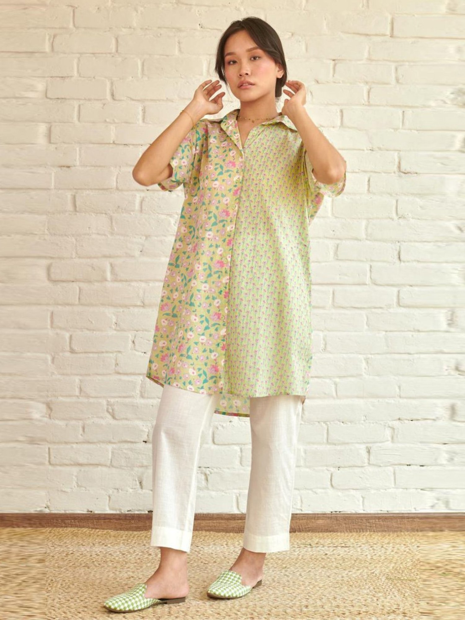Prakriti Jaipur Green Lily Oversized Shirt