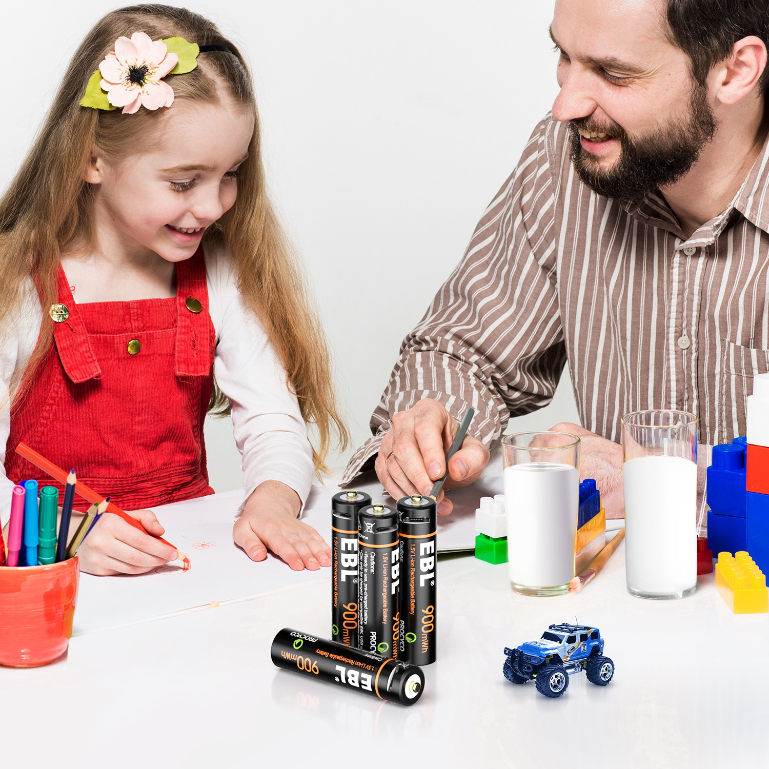 EBL 4 Pcs USB Rechargeable Lithium ion AAA Batteries - 1.5V Long Lasting Rechargeable Triple A Battery Quick Charge in 2H