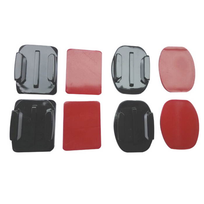 2 Flat Mounts + 2 Curved Mounts with Adhesive Pads Set for Camera GoPro Hero 3+ 3 2 1 - Black GP09