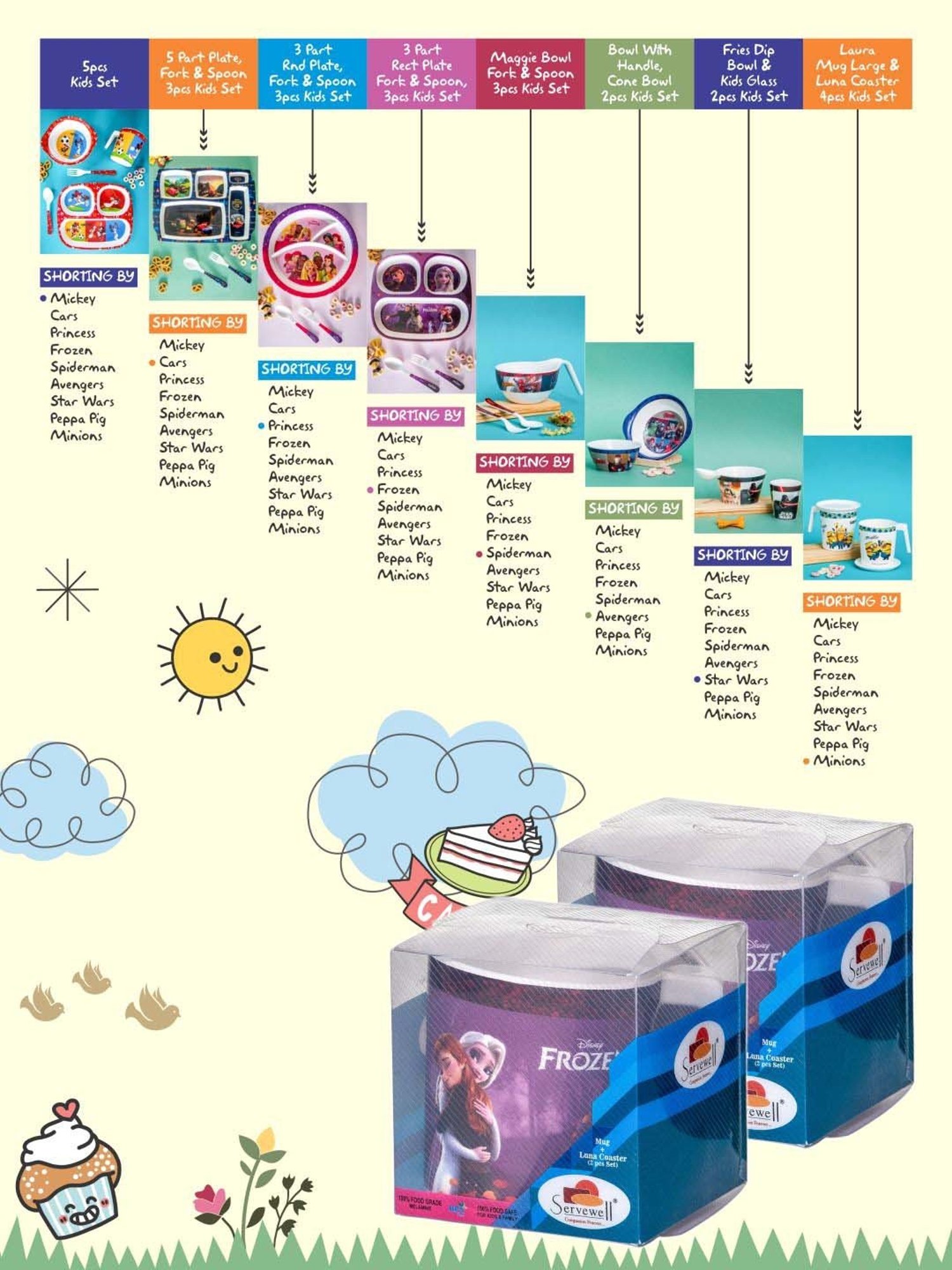 Servewell Frozen Purple Melamine Laura Mug Large Kids Set (0.32 L) - Set of 4