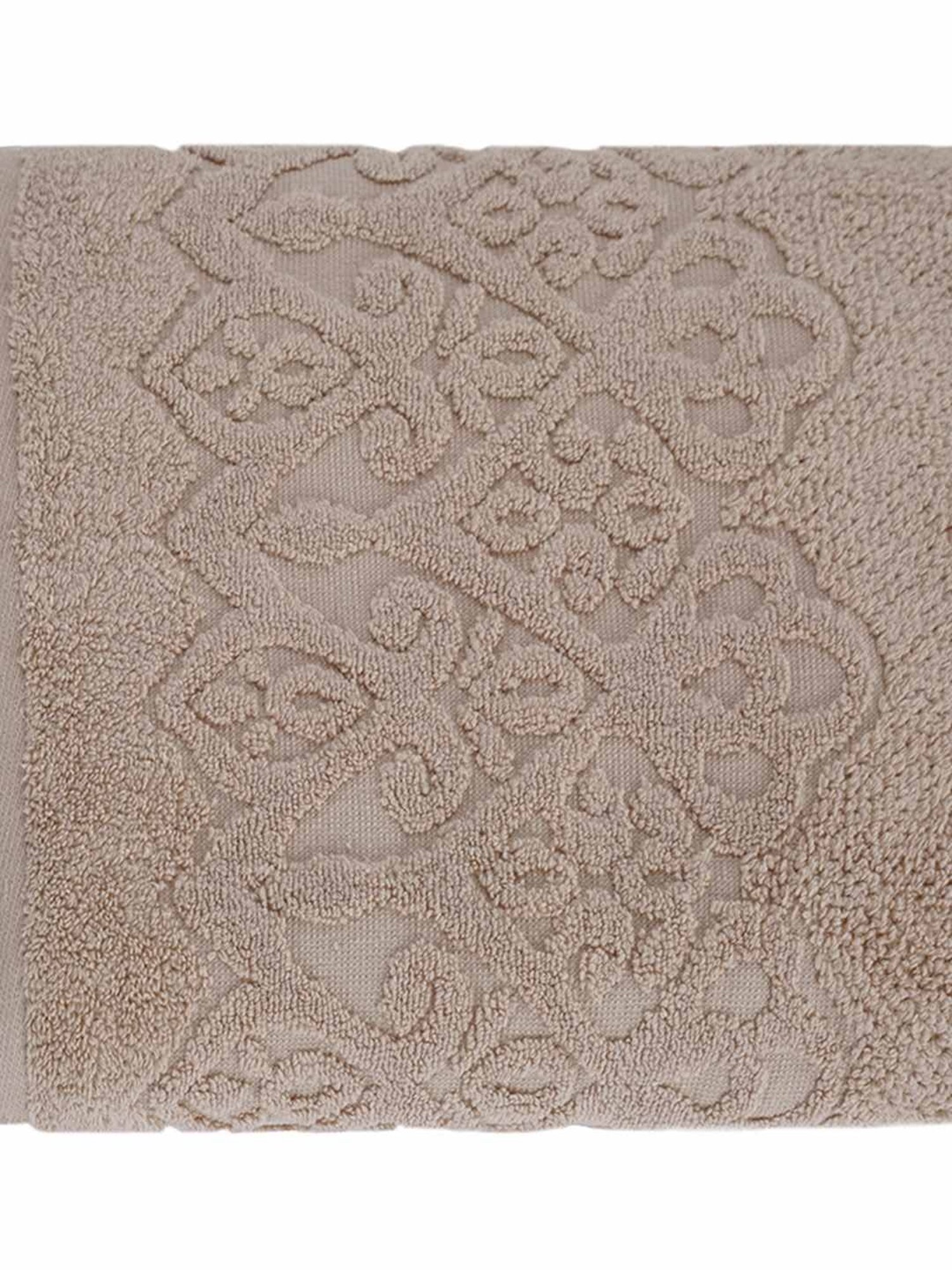 Maspar Super Soft Jacquard Beige Cotton 550 GSM Bath Towel - Set of 1