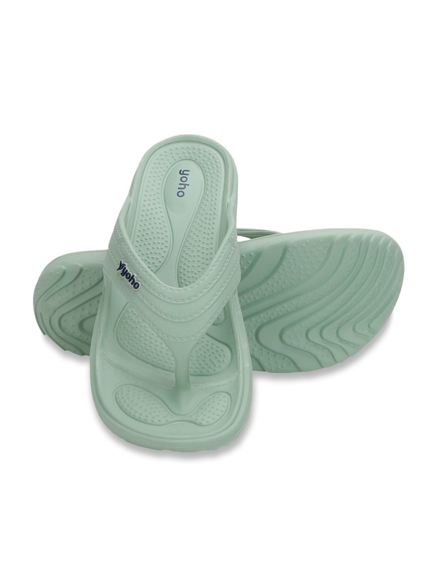 Yoho Women's Accupressure Drizzle Green Flip Flops