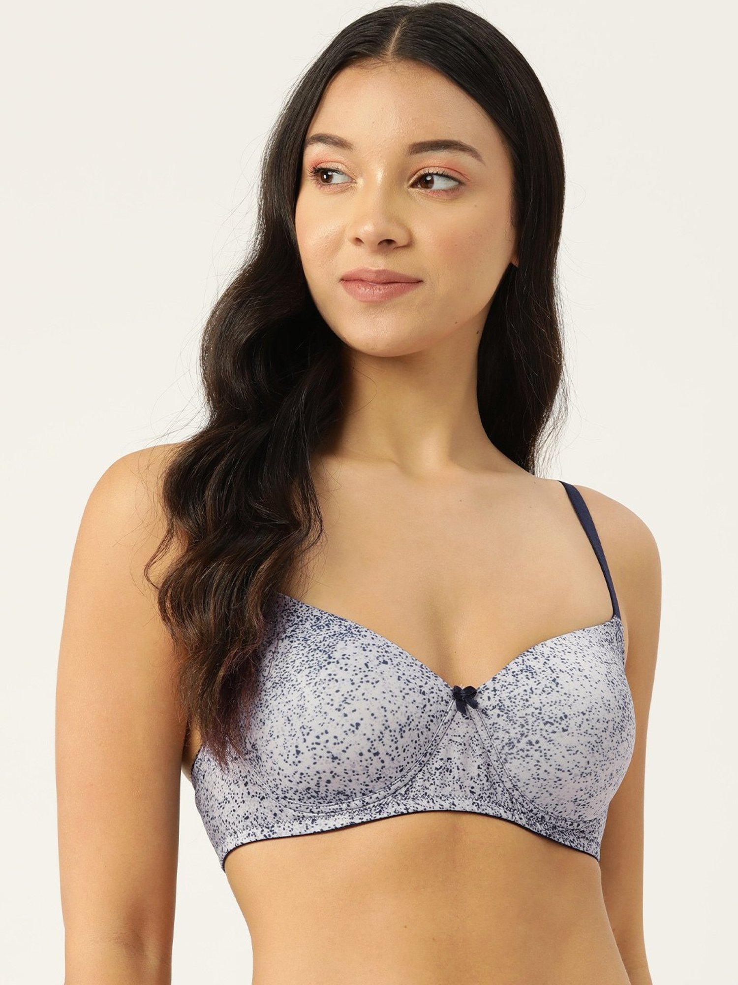 Leading Lady Blue Printed Full Coverage T-Shirt Bra