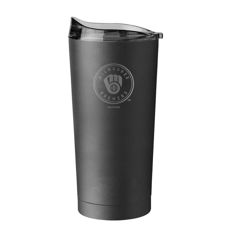 MLB Milwaukee Brewers Powder Coat Stainless Tumbler - Black 20oz