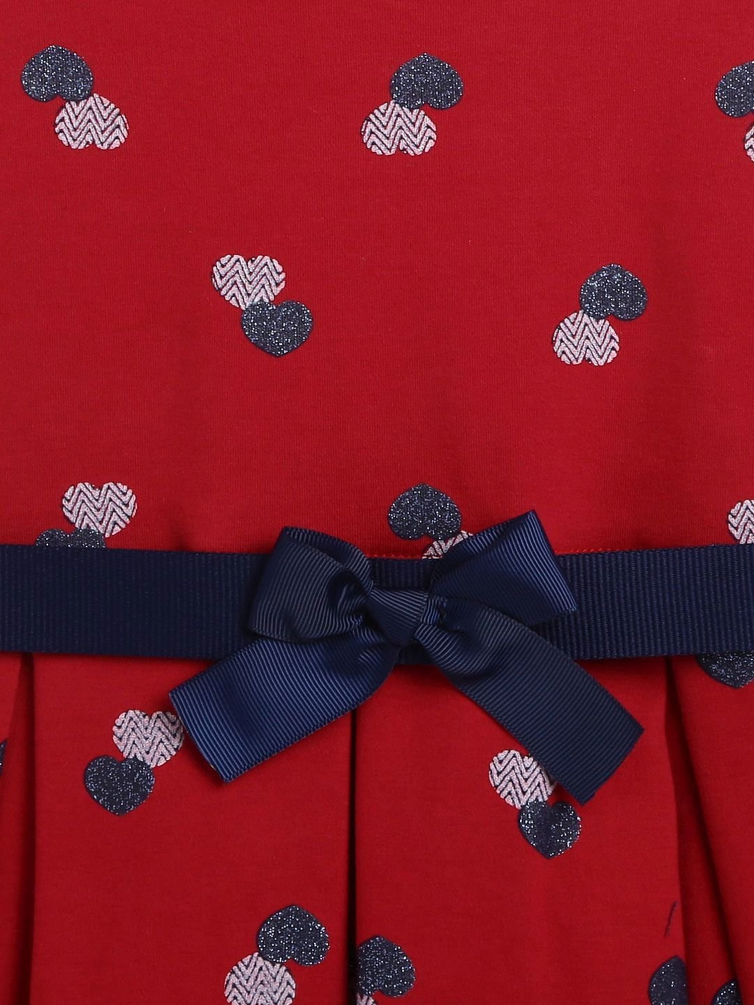 Chicco Kids Red & Blue Cotton Printed Dress