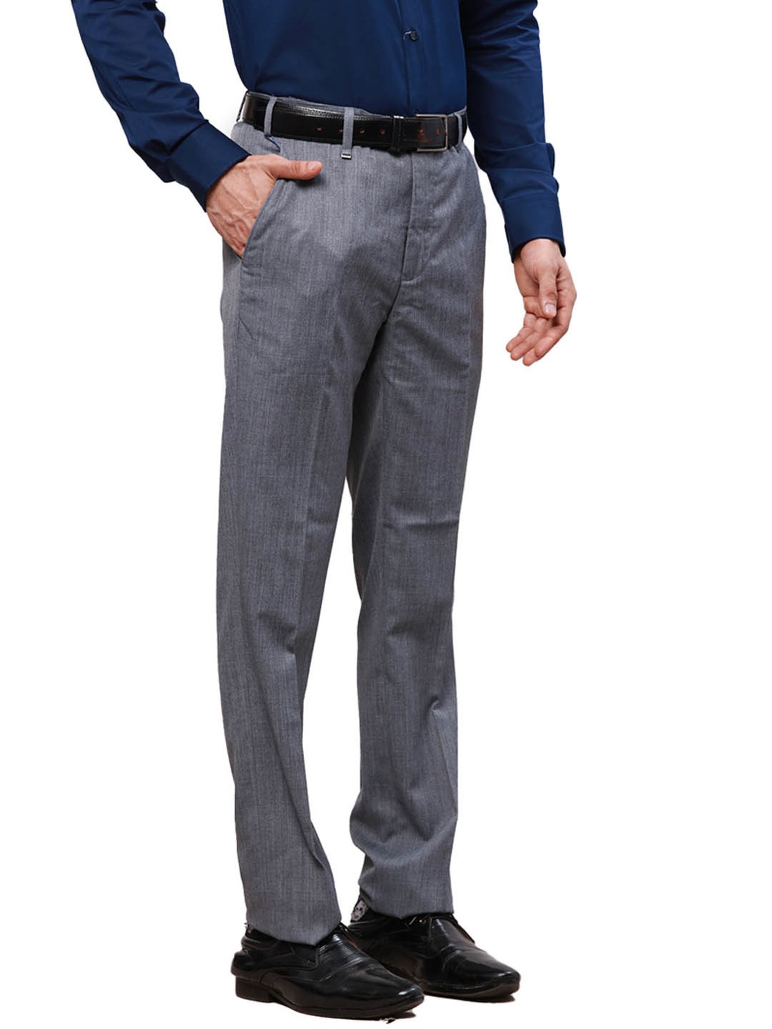 Raymond Grey Contemporary Fit Self Pattern Trousers