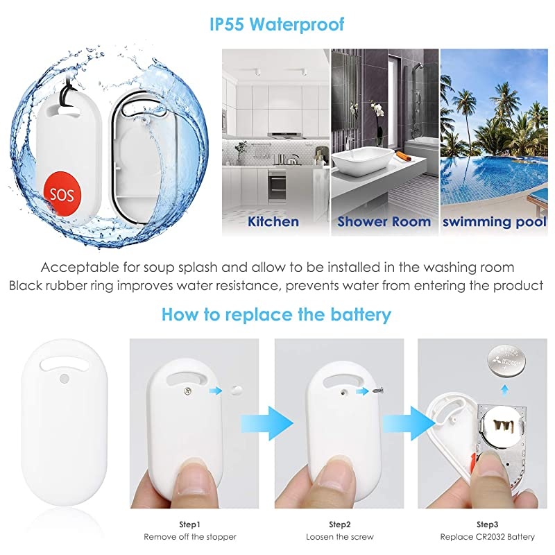 Caregiver Pager Wireless Patient Pager -  Personal Smart Call System SOS Call Buttons/Transmitters & Receivers, Nurse Calling Alert Patient Help System for Home/Elderly