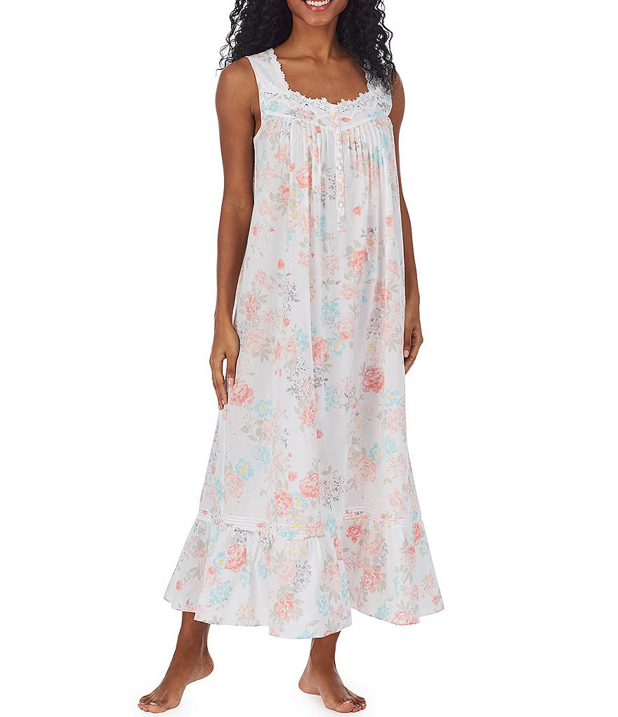 Eileen West Floral Print Woven Lawn Ballet Nightgown