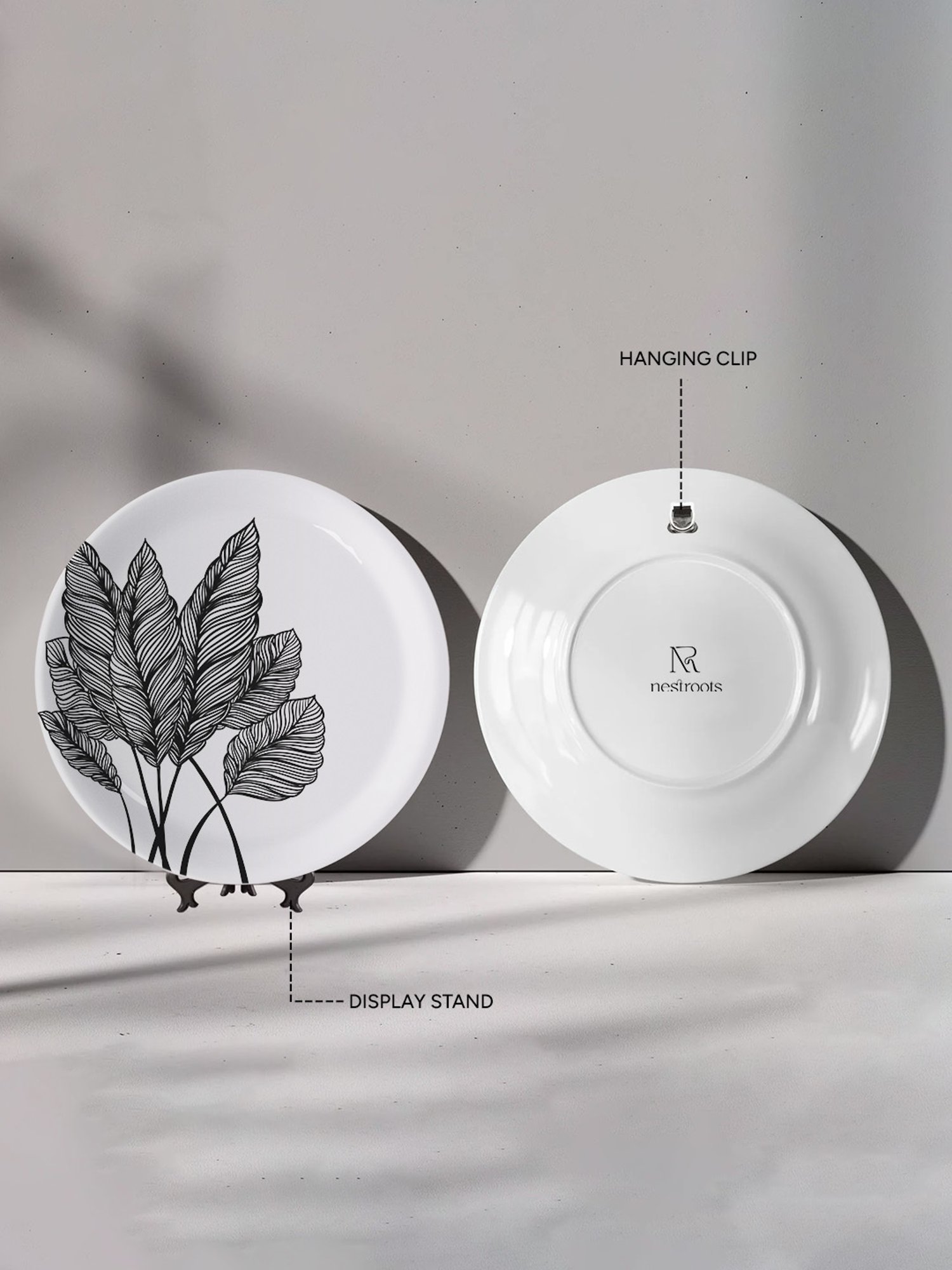 Nestroots Storytelling Strokes Black & White Porcelain&iquest;Decorative Wall Plate