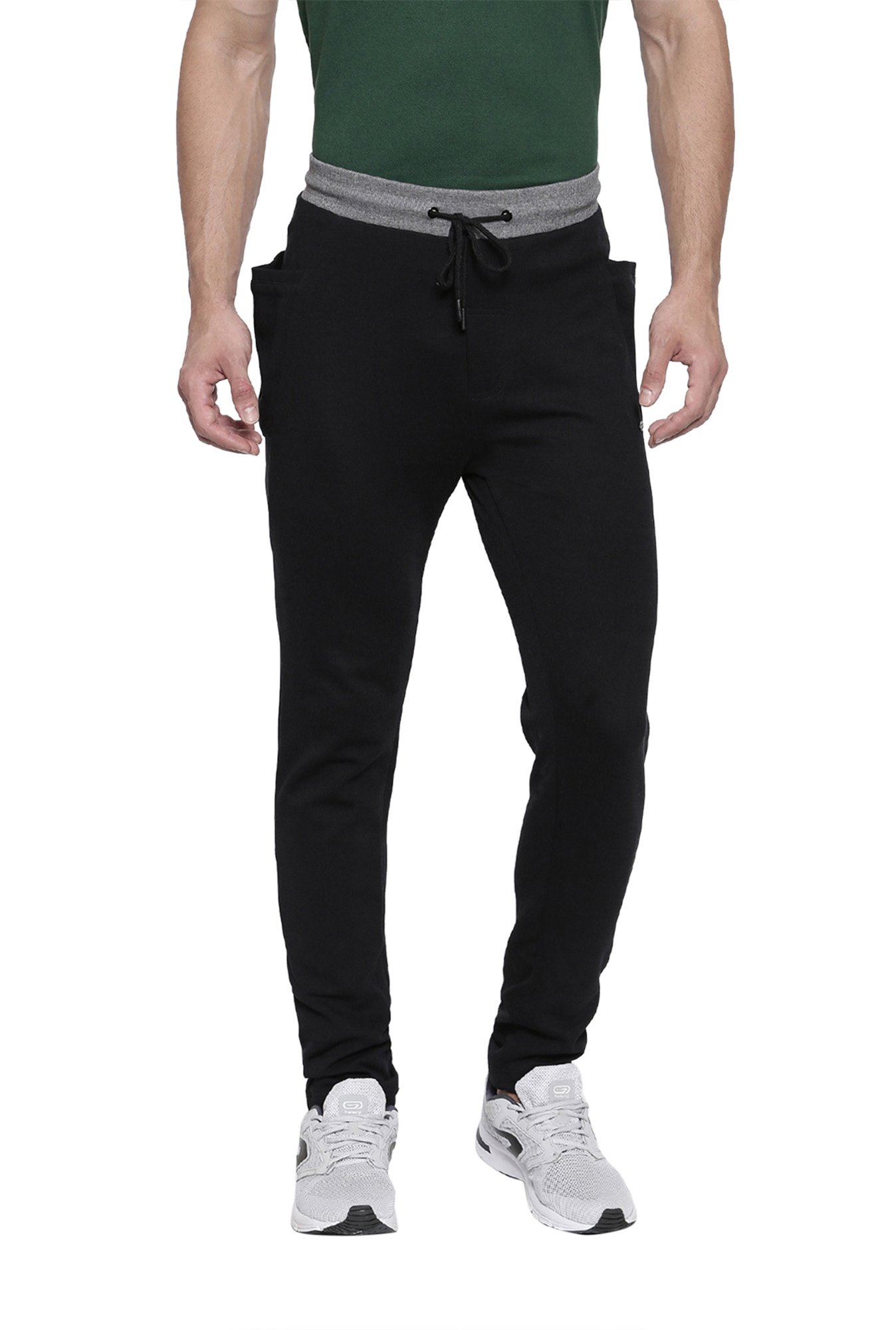 Proline Black Mid Rise Cotton Track Pants