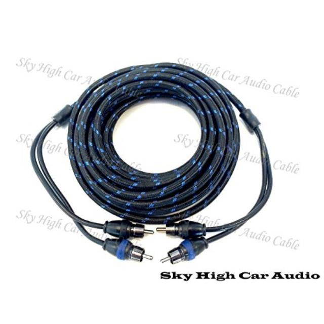 sky high car audio 2 channel 12 ft rca cables triple shield nylon coated