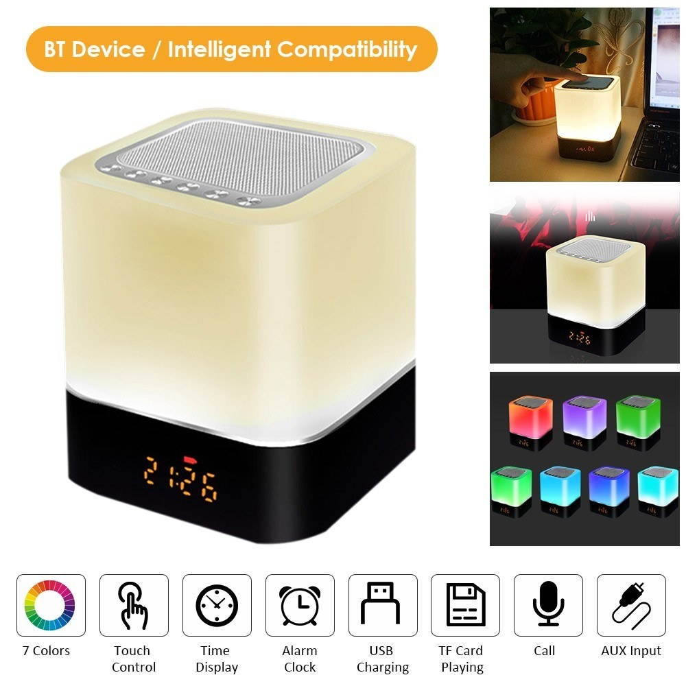 Led BT Speaker Multifunctional Touching Night Light Intelligent Desk Lamp Alarm Clock Music Player