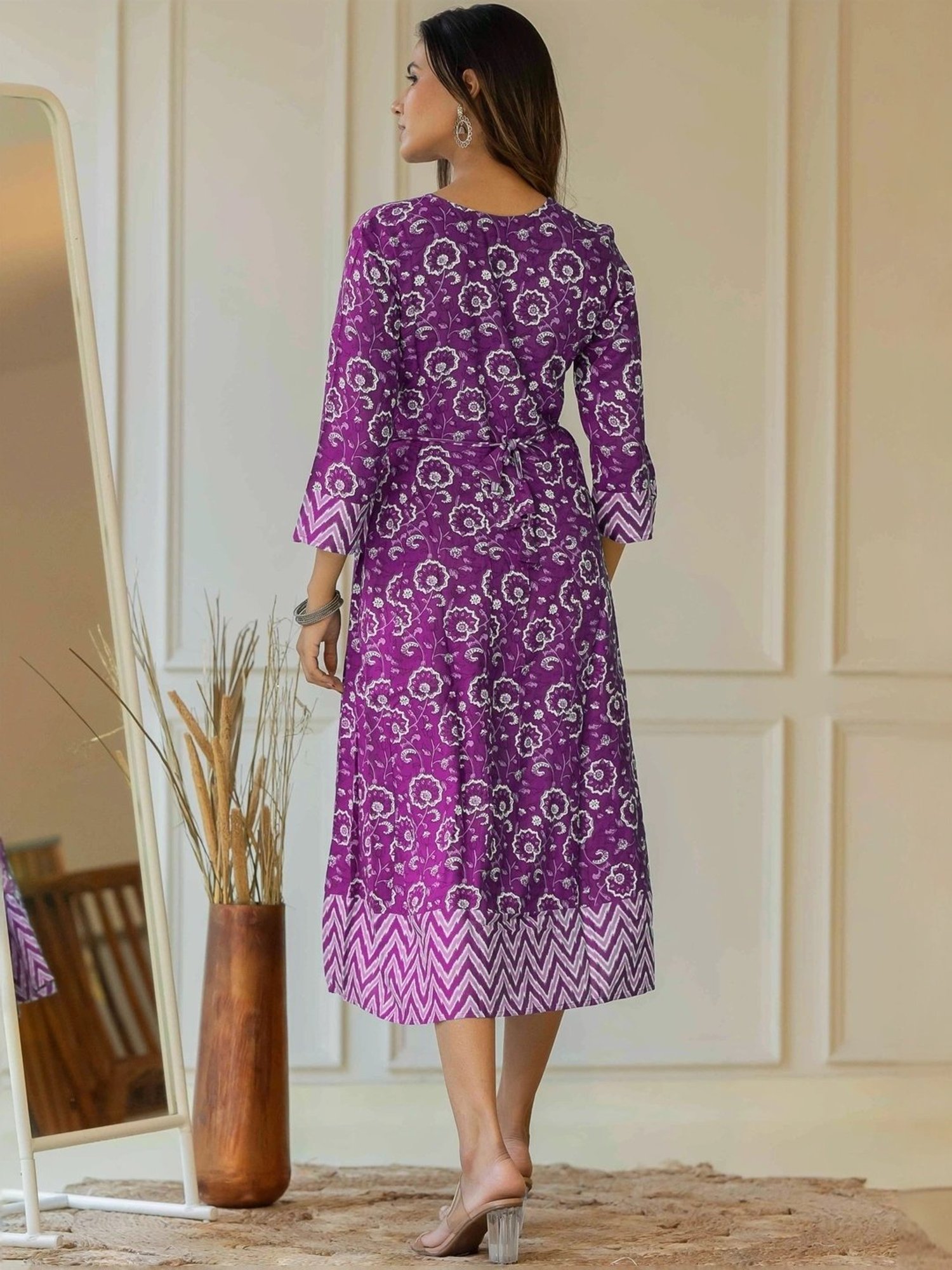 MIRCHI FASHION Purple Cotton Printed A-Line Dress