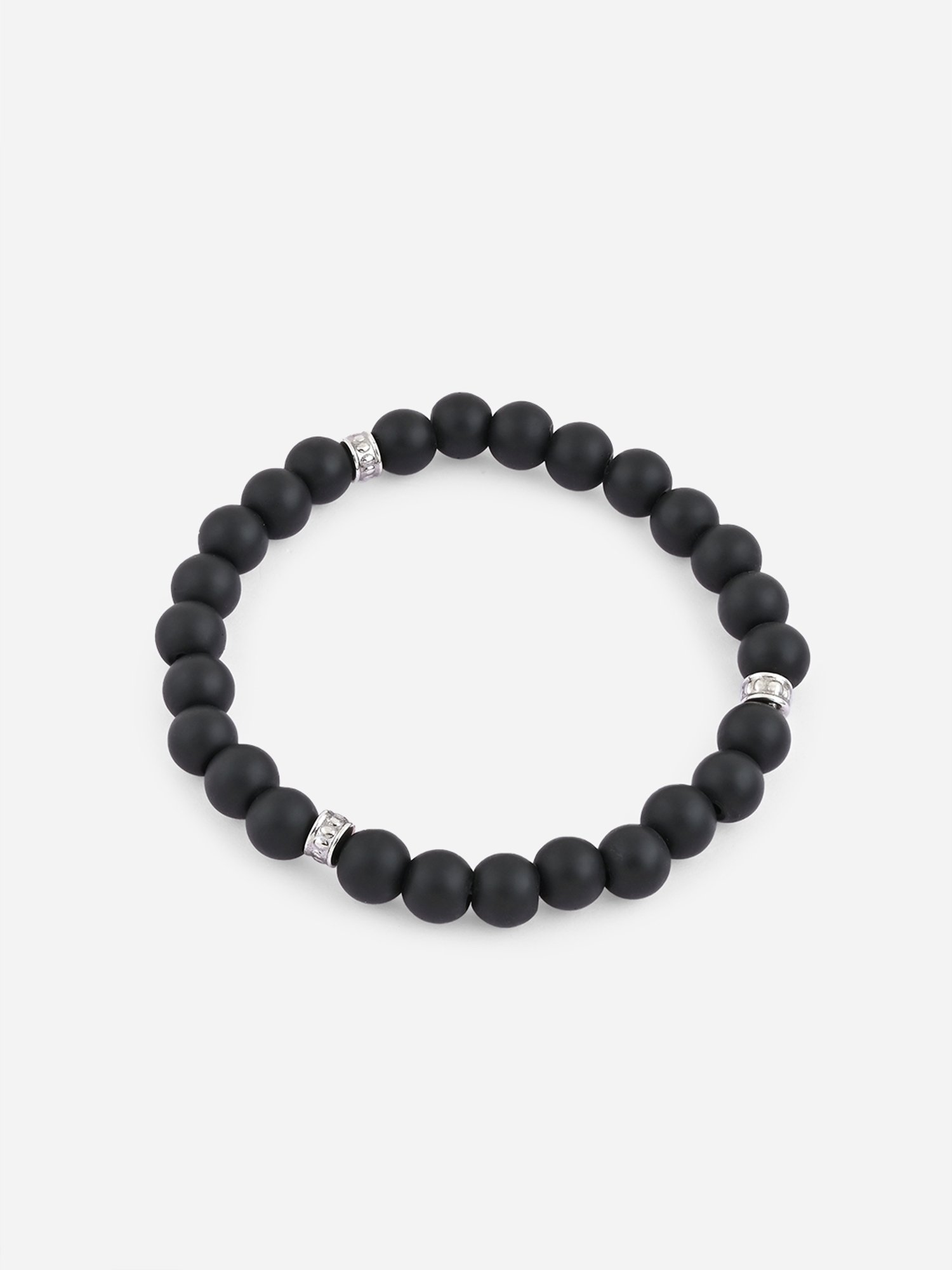 The Bro Code Black Casual Party Men's Beaded with Charm Stack Bracelet - Set of 3