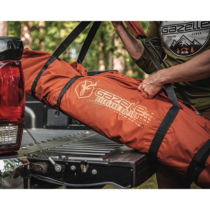 Gazelle GT401SS T4 Extra Large 4 Person Capacity Portable Pop Up Outdoor Shelter Camping Hub Tent with 2 Doors and 6 Windows, Orange