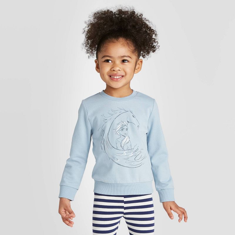 Toddler Girls' Frozen 2 Elsa Water Nock Crew Graphic T-Shirt - Sky Blue 2T
